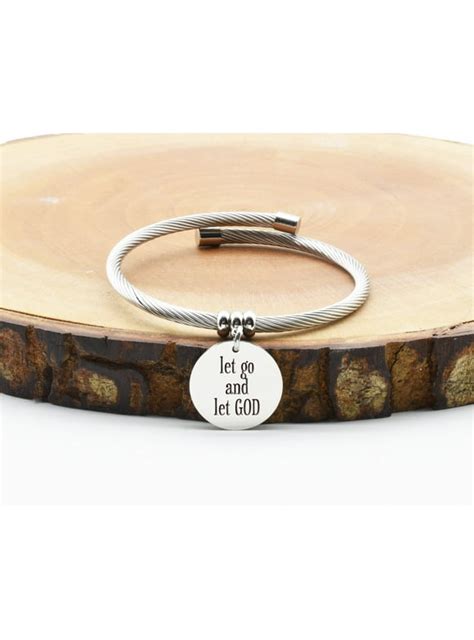 Solid Stainless Steel Open Cable Inspirational Charm Bracelet By 